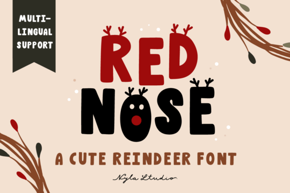 Red Nose: A Playful Christmas Reindeer Font for Digital Design
