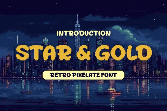 Star Gold Pixel Font for Handmade Labels & Digital Printables